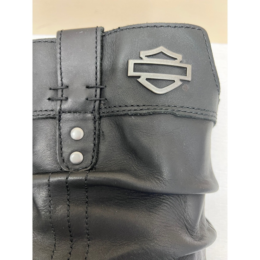 Harley Davidson Mid Calf Boots Womens 6.5 Black Excellent Leather Slouch Biker - Picture 4 of 15